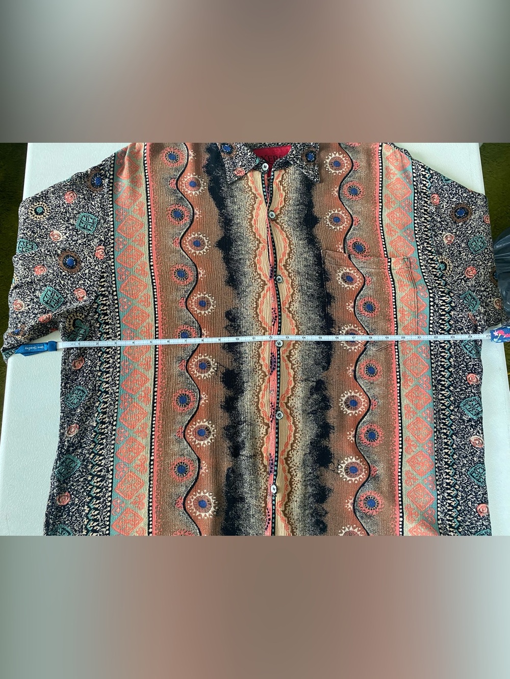 Xers Vintage-Inspired Button-Up Shirt in Brown & Coral - Picture 6 of 8